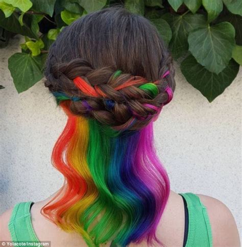 Women Show Off Their Hidden Secret Rainbow Hair Colour On Social Media Daily Mail Online