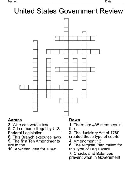 United States Government Review Crossword Wordmint