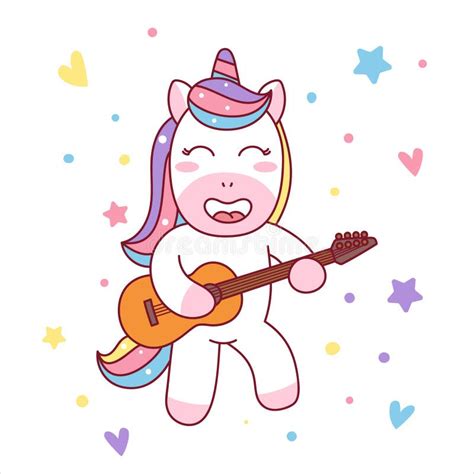 Cute Unicorn Playing Guitar Stock Illustration Illustration Of Sweet