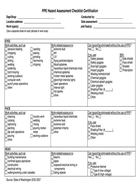 Ppe Assessment Form Excel Fill Online Printable Fillable Blank Images