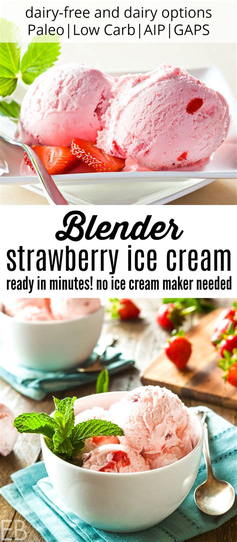 Blender Strawberry Ice Cream Non Dairy And Dairy Versions Paleo Low