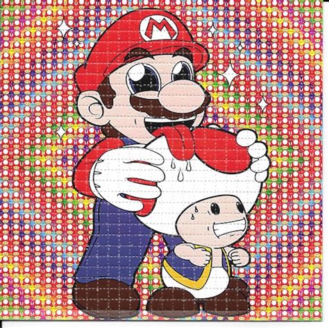 Mario Licking Toad Lsd Blotter Art Psychedelic Acid Free Paper Etsy India