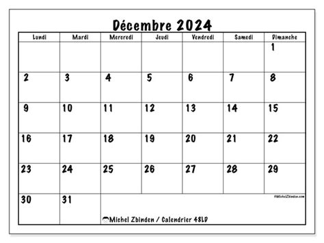 Calendrier Décembre 2024 48ld Michel Zbinden Be