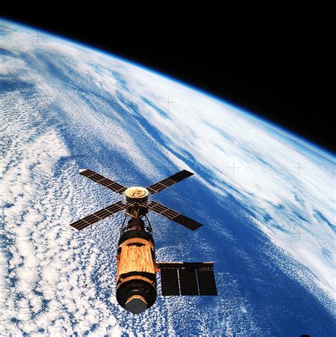 An Overhead View Of The Skylab Space Station Cluster In Earth Orbit O