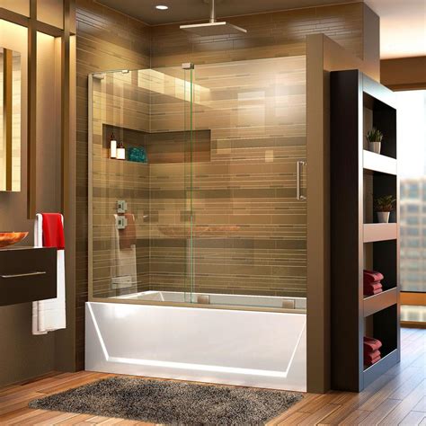 Dreamline Mirage X 56 In To 60 In X 58 In Semi Frameless Sliding Tub Door In Brushed Nickel