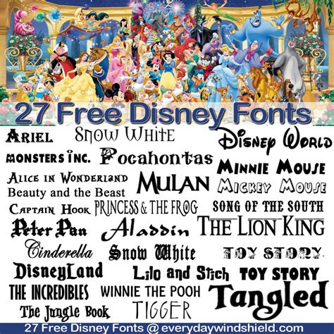 27 Free Disney Fonts Including Link To Frozen Scrapbook Fonts Disney Font Silhouette Fonts