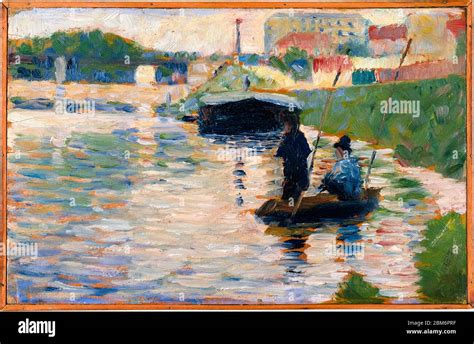 Georges Seurat View Of The Seine Landscape Painting 1882 1883 Stock