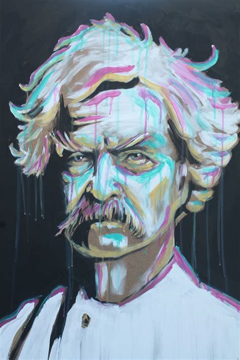 Albert Einstein Portrait Painting Dripping Paint Purple Blue White