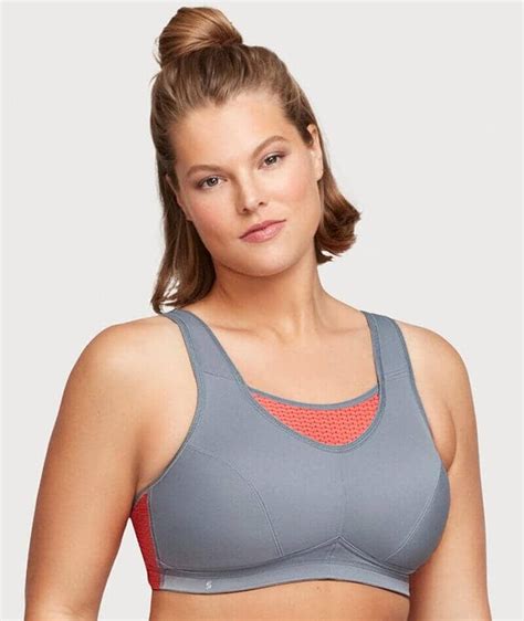 Glamorise No Bounce Camisole Elite Wire Free Sports Bra Gray Coral Big Girls Don T Cry Anymore