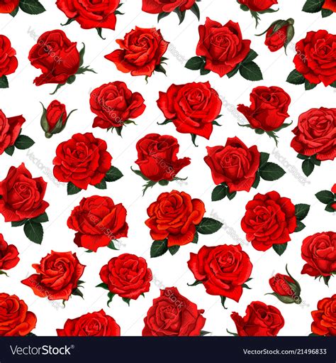 Red Rose Flower Seamless Pattern Background Design