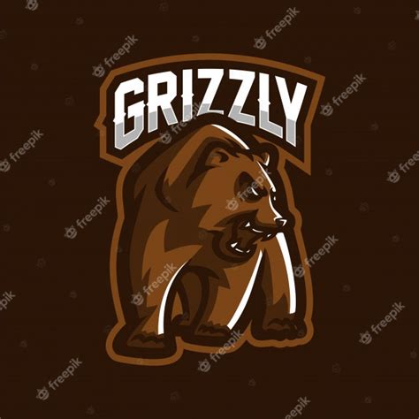 Premium Vector Grizzly Bear Esport Gaming Mascot Logo Template