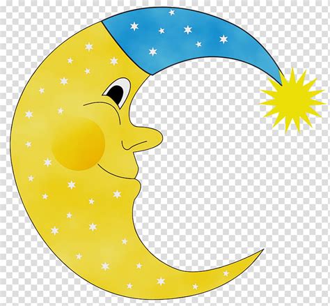 Crescent Moon Cartoon Silhouette Cuteness Yellow Transparent