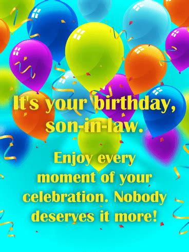 Son in law birthday card. Enjoy Every Moment! Happy Birthday Card for Son-in-Law ...