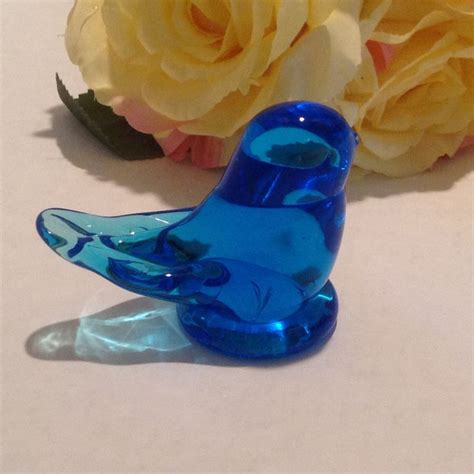 Bluebird Of Happiness Signed Leo Ward Hand Blown Blue Glass Etsy Vintage Art Glass Blue