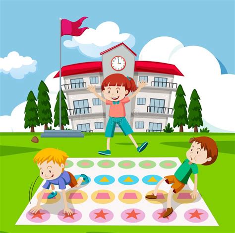 Children Playing Twister Game Stock Vector Illustration Of Twister