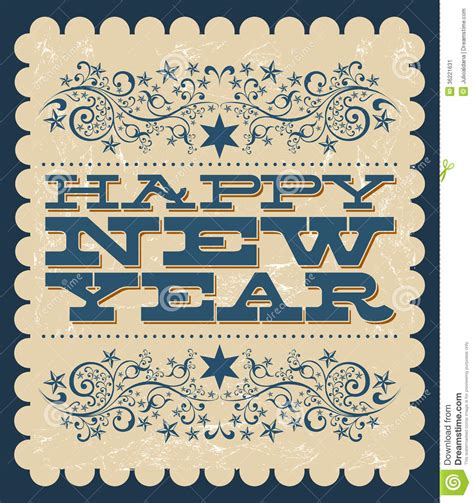 Vintage Happy New Year Card Stock Vector Illustration Of Bright