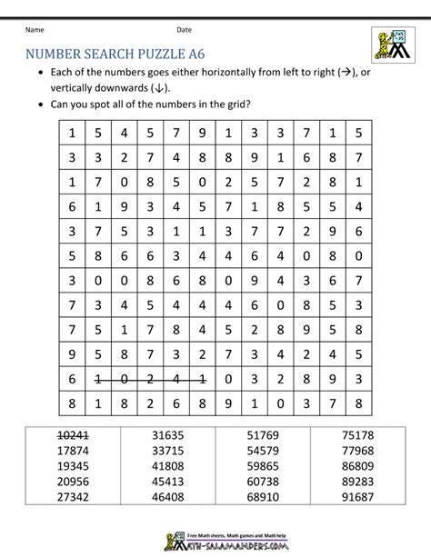 Number Fill In Puzzles Free Printable Free Printable Number Search