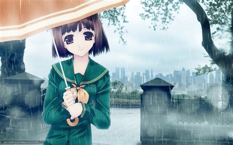 Download Wallpaper Anime Girl Rain Umbrella Free Desktop Wallpaper