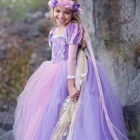 Buy Long Sleeve Cosplay Rapunzel Dress For Girl