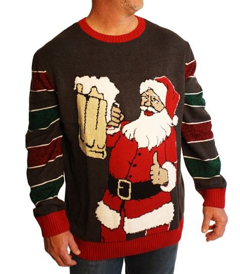 Ugly Christmas Sweater Ugly Christmas Sweater Men S Big And Tall Party Santa Claus Beer Xmas