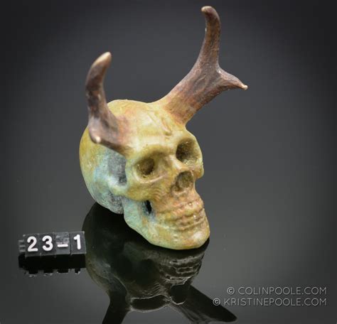 Human Pronghorn Bronze Talisman Skull 23 1