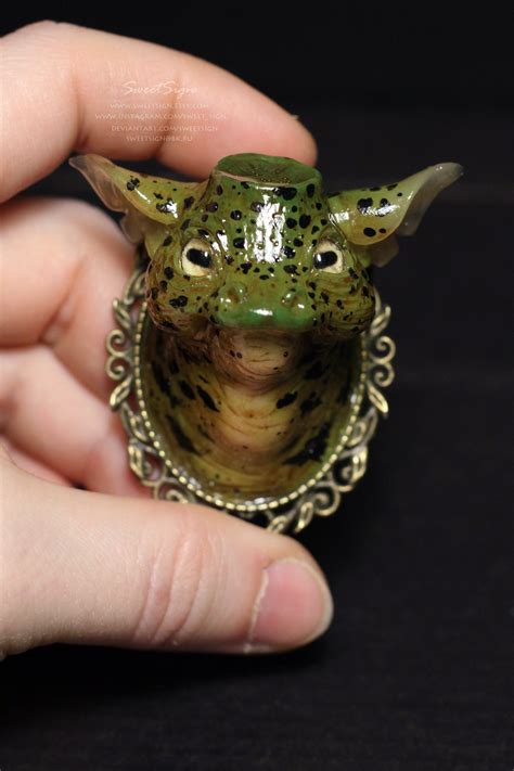 Green Kappa Ooak Clay Creature Mythology Creep Grumpy Frog Etsy