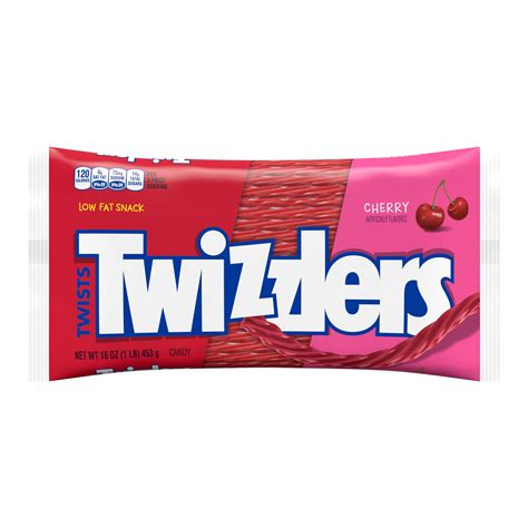 Twizzlers Twists Cherry Flavored Chewy Candy Low Fat 16 Oz Bag