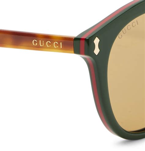 gucci round frame acetate sunglasses in green for men lyst