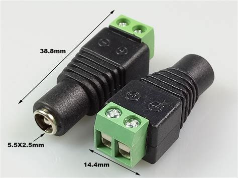 Pair Dc Socket Plug To Screw Terminal Connectors 21mm X 55mm All