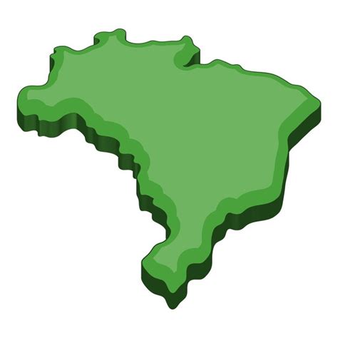 Premium Vector Green Map Of Brazil Icon Cartoon Illustration Of Map