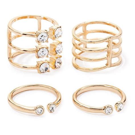 Forever 21 Rhinestone Caged Ring Set Cage Ring Forever 21 Jewelry