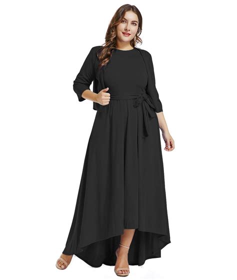Lalagen Womens Plus Size Sleeveless Belted Party Maxi Dress With Cardigan