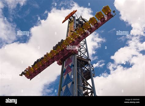 The Sky Drop Ride Showing Movement At The Pleasure Beach In Great