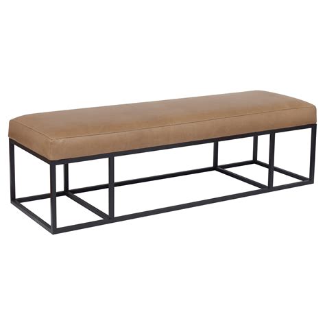 Farrah Modern Classic Camel Upholstered Black Bench Kathy Kuo Home