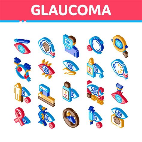 Conjunto De Iconos Isom Tricos De Oftalmolog A De Glaucoma Vector