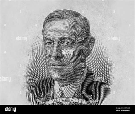 Etching Portrait Of The Us President Woodrow Wilson Stock Photo Alamy