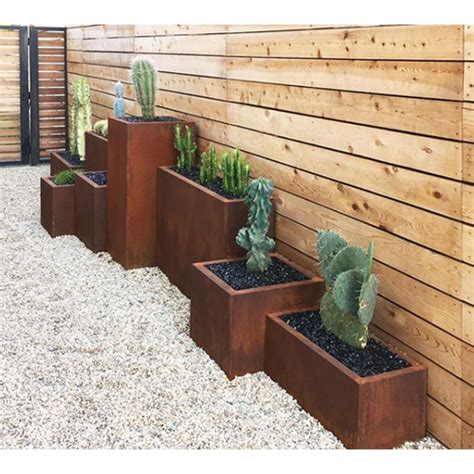 Rusted Patina Finish Garden Planter Boxes Planters Plants