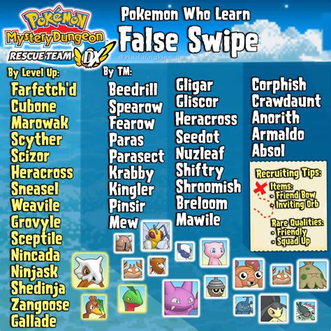 Maybe you would like to learn more about one of these? Pokemon Mystery Dungeon Rescue Team DX False Swipe Infographic (credit: WaddlingWeedle ...
