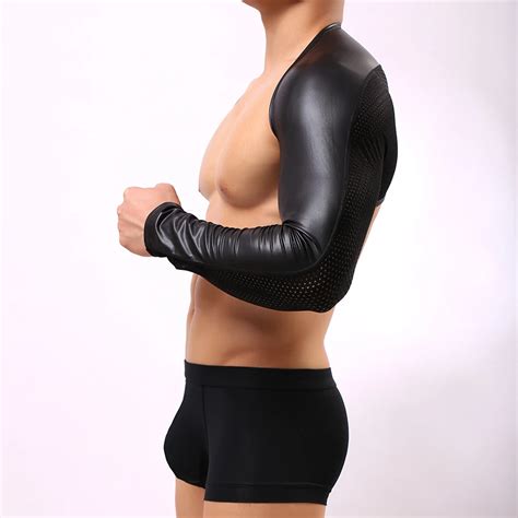 Faux Leather Long Sleeve Crop Top Queerks