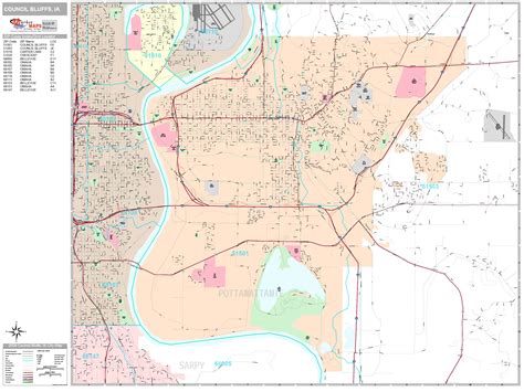 Council Bluffs Iowa Wall Map Premium Style By Marketmaps