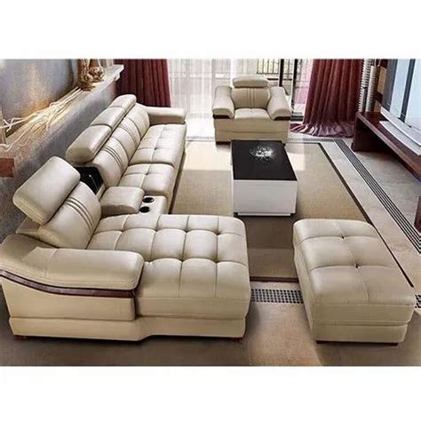 L Shape Suede Fabric 7 Seater Corner Sofa Set Size 114x93 Inch Rs 54500
