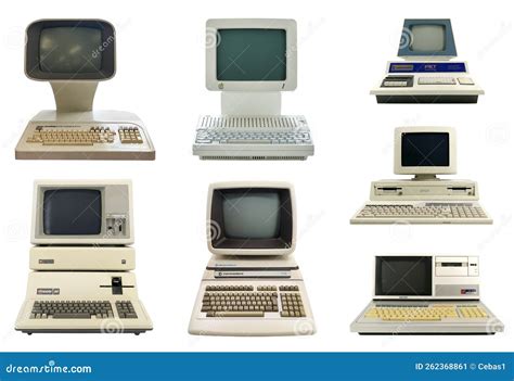 Set Of Vintage Desktop Computers From The Eighties Isolated Editorial