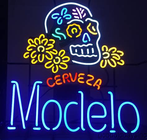 Sweet Modelo Beer Skull Neon Sign Dia De Los Muertos Day Of The Dead