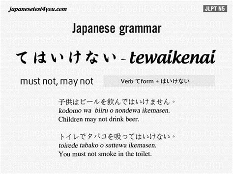 Learn Jlpt N Grammar Te Wa Ikenai Japanese Language Learn