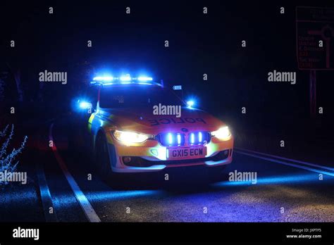 Bmw Police Car At Night Stock Photo Alamy