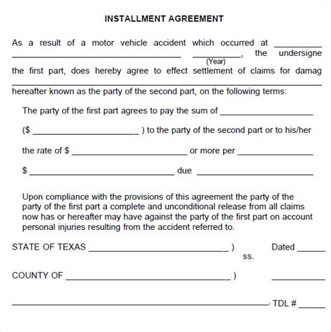 Free 5 Sample Installment Agreement Templates In Pdf Ms Word