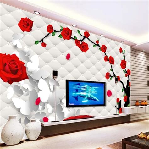 Beibehang Wallpaper Mural Custom Customer Bedroom Restaurant Red Rose
