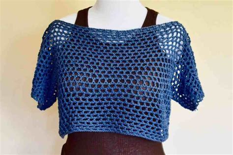 Honeycomb Mesh Cropped T Easy FREE Crochet Pattern Stardust Gold