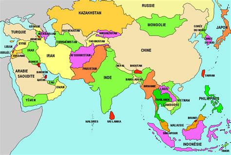 Asie Carte De Lasie Asia Map Geography Map Asia Continent