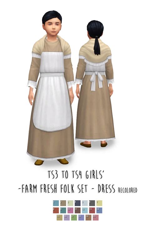 Ts4 Girls Farm Fresh Folk Set Dress History Lovers Sims Blog